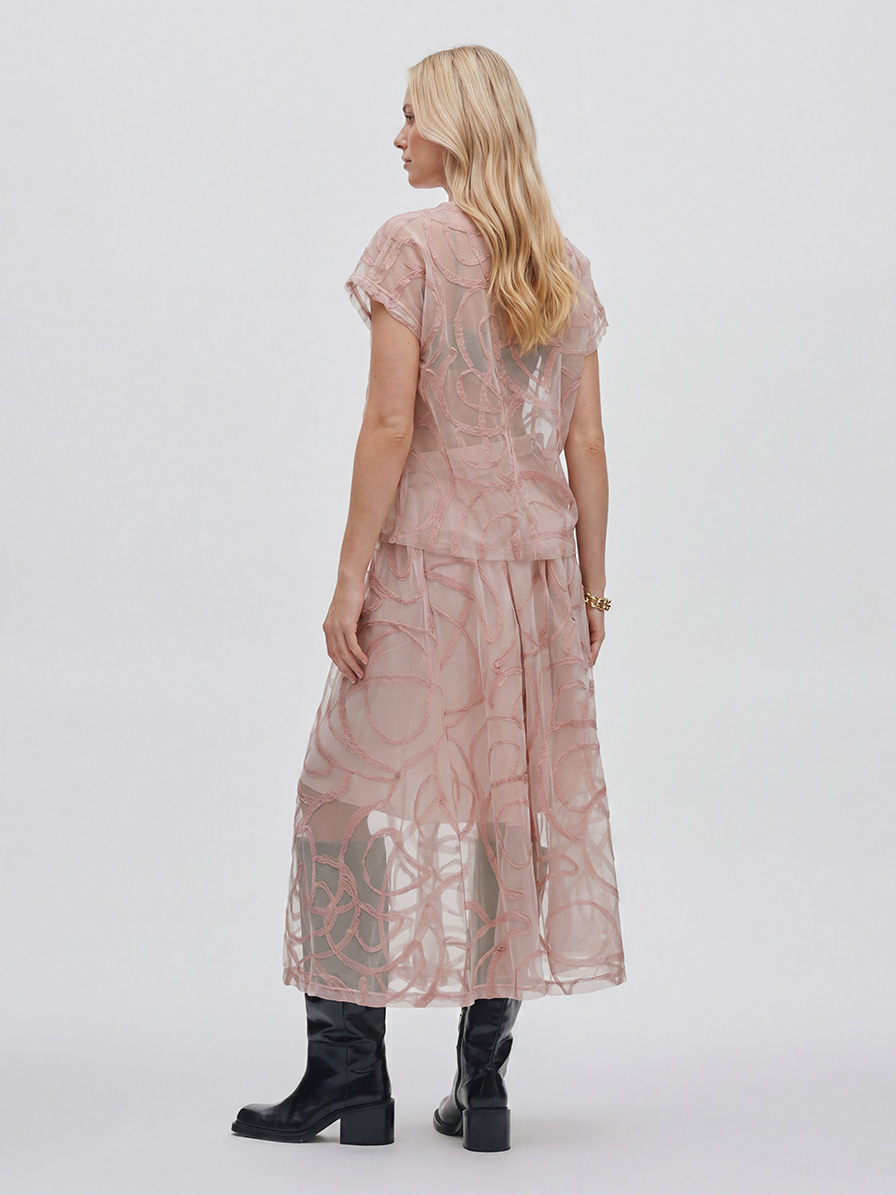 Elegant Jacquard Tulle Skirt Two-Piece Set