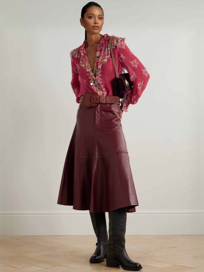 Exquisite Bohemian Ruffled Printed Chiffon Shirt