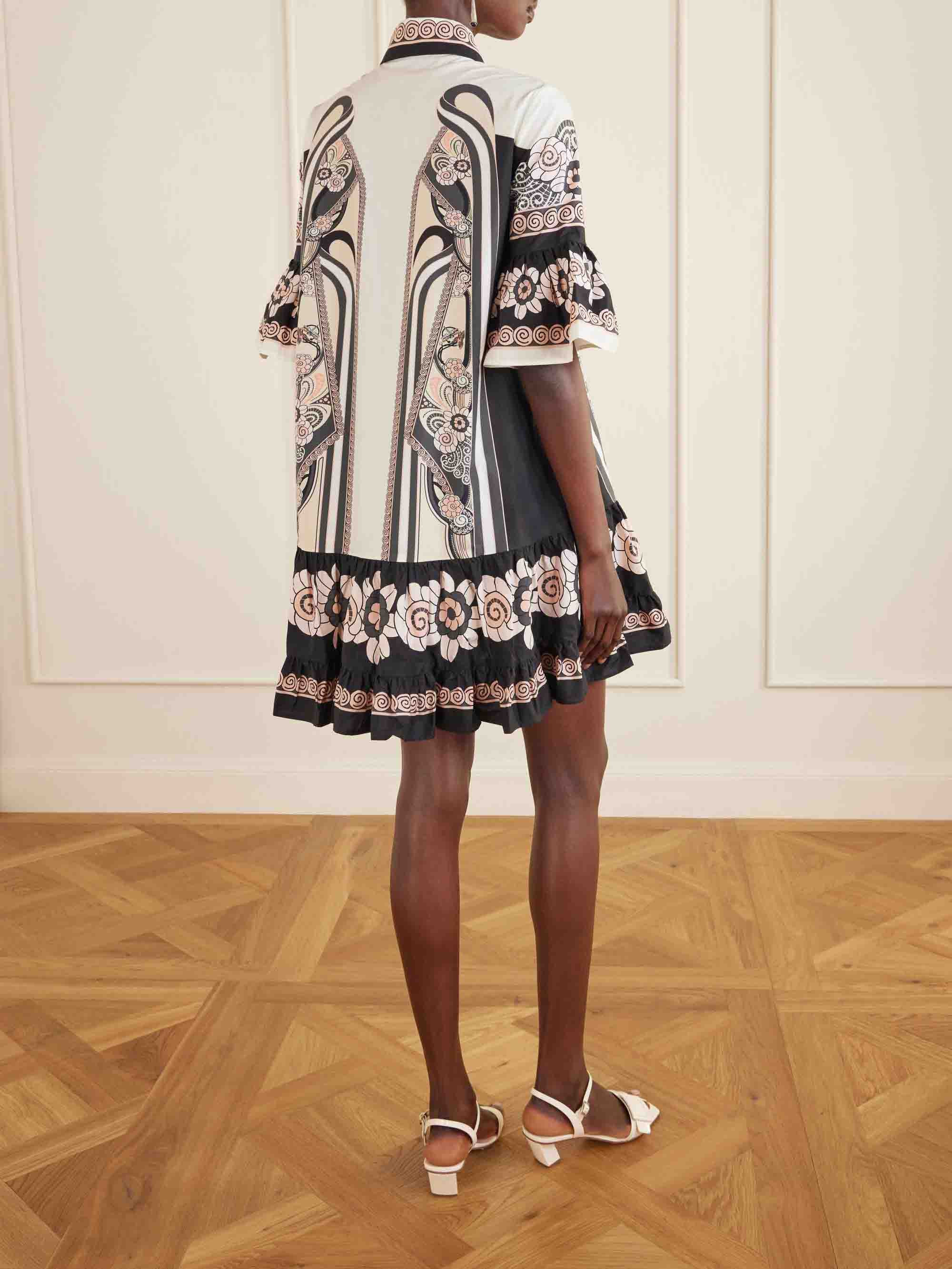 Elegant Satin Abstract Print Mini Dress