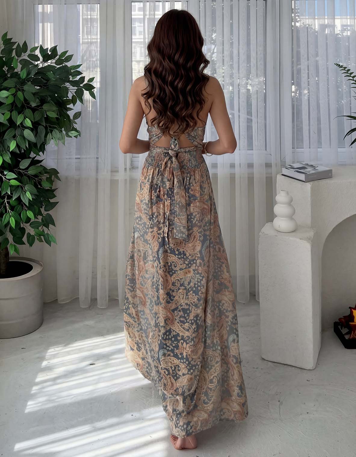 Bohemian Paisley Print Maxi Dress