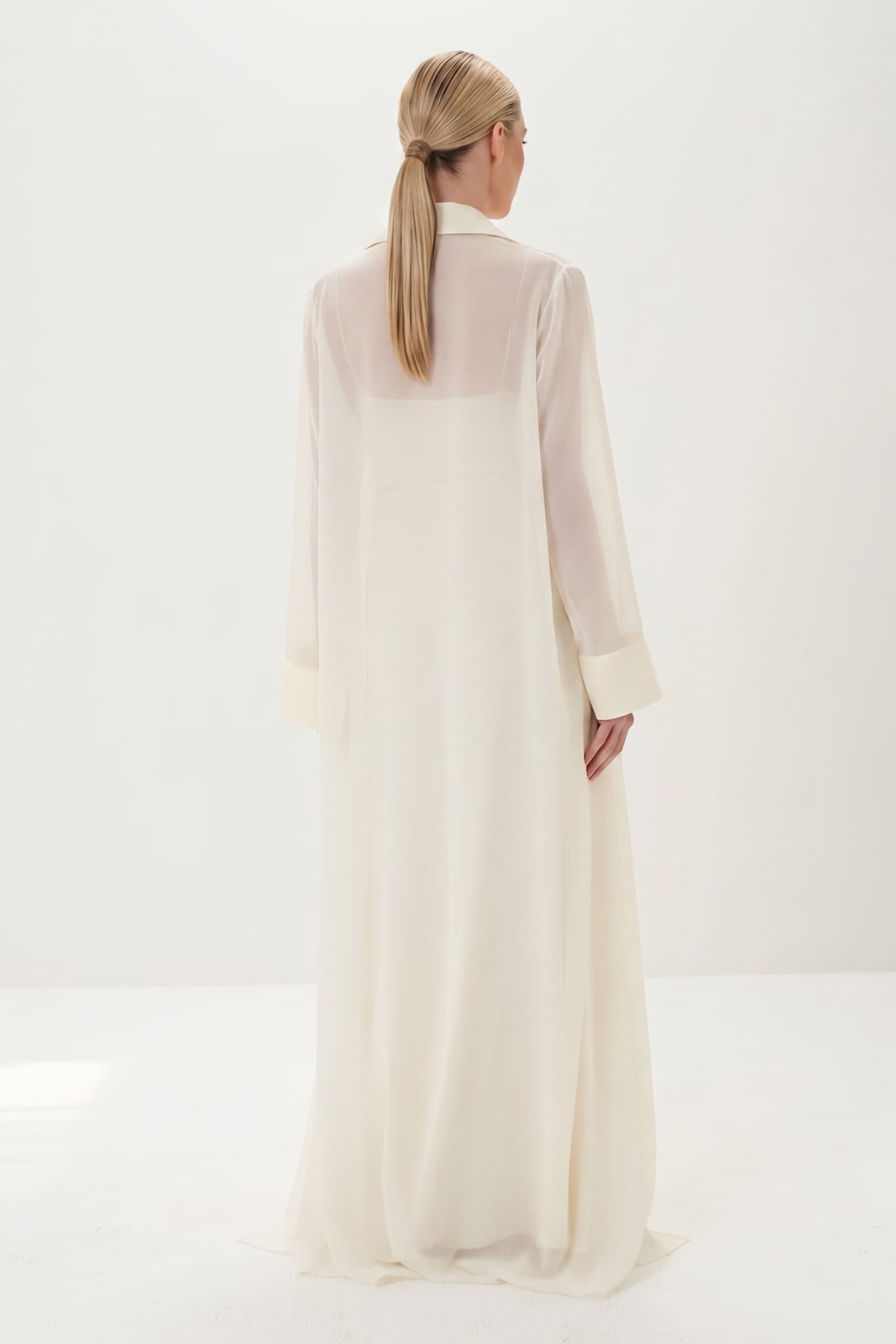 Elegant Satin Maxi Dress & Long Sheer Chiffon Cover-Up Two-Piece Set