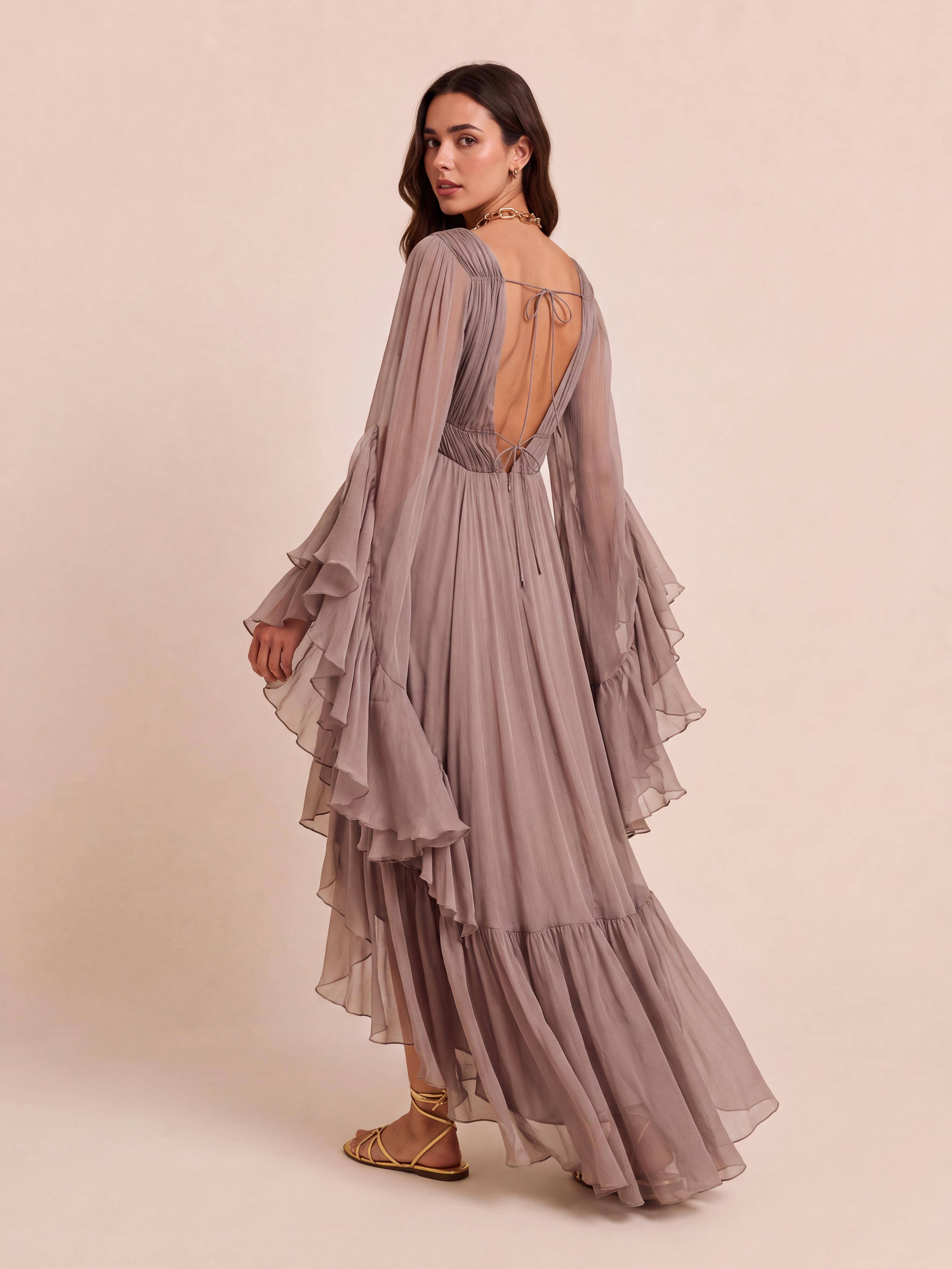 Elegant Chiffon Bohemian Holiday Dress