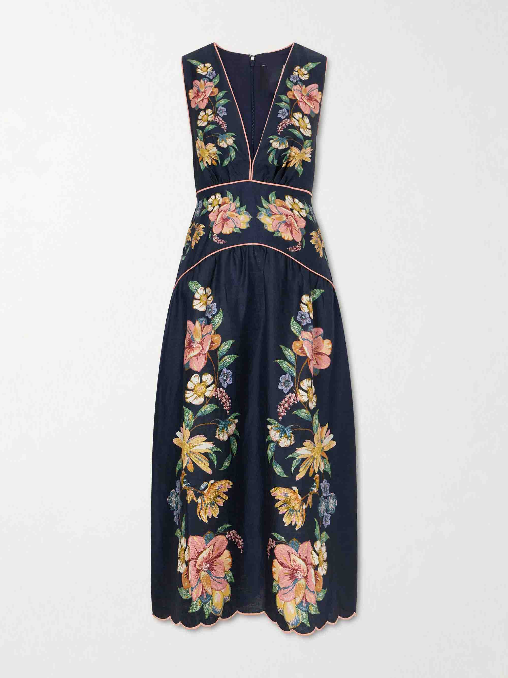 Exquisite Sleeveless V-Neck Floral Print Midi Dress
