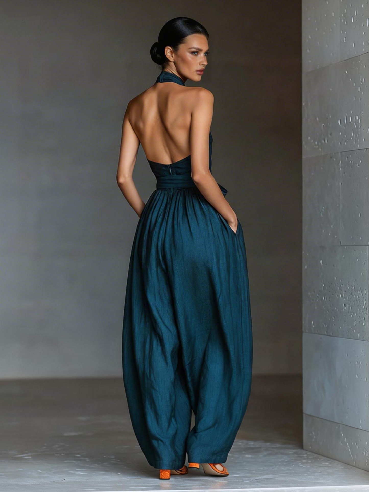 Elegant Sleeveless Cross-Front Wide-Leg Jumpsuit