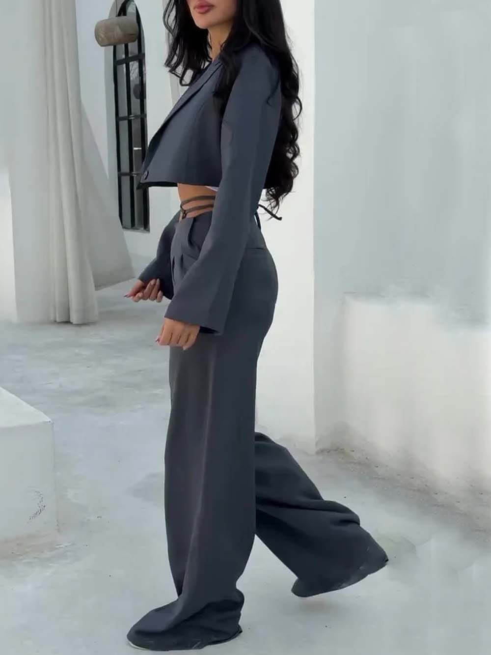 Unique Fashion Collared Cropped Blazer