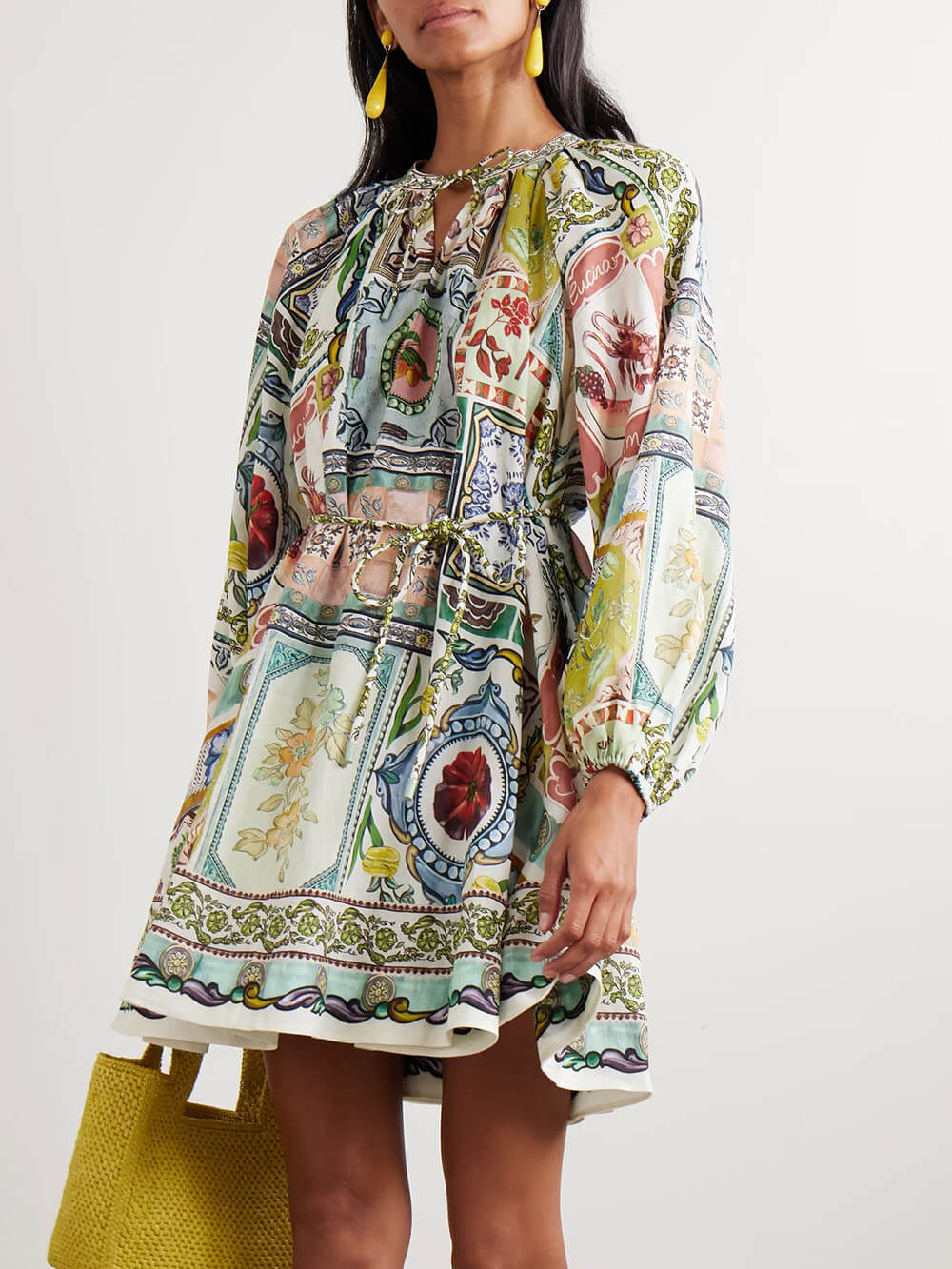 Unique Printed Linen Mini Dress