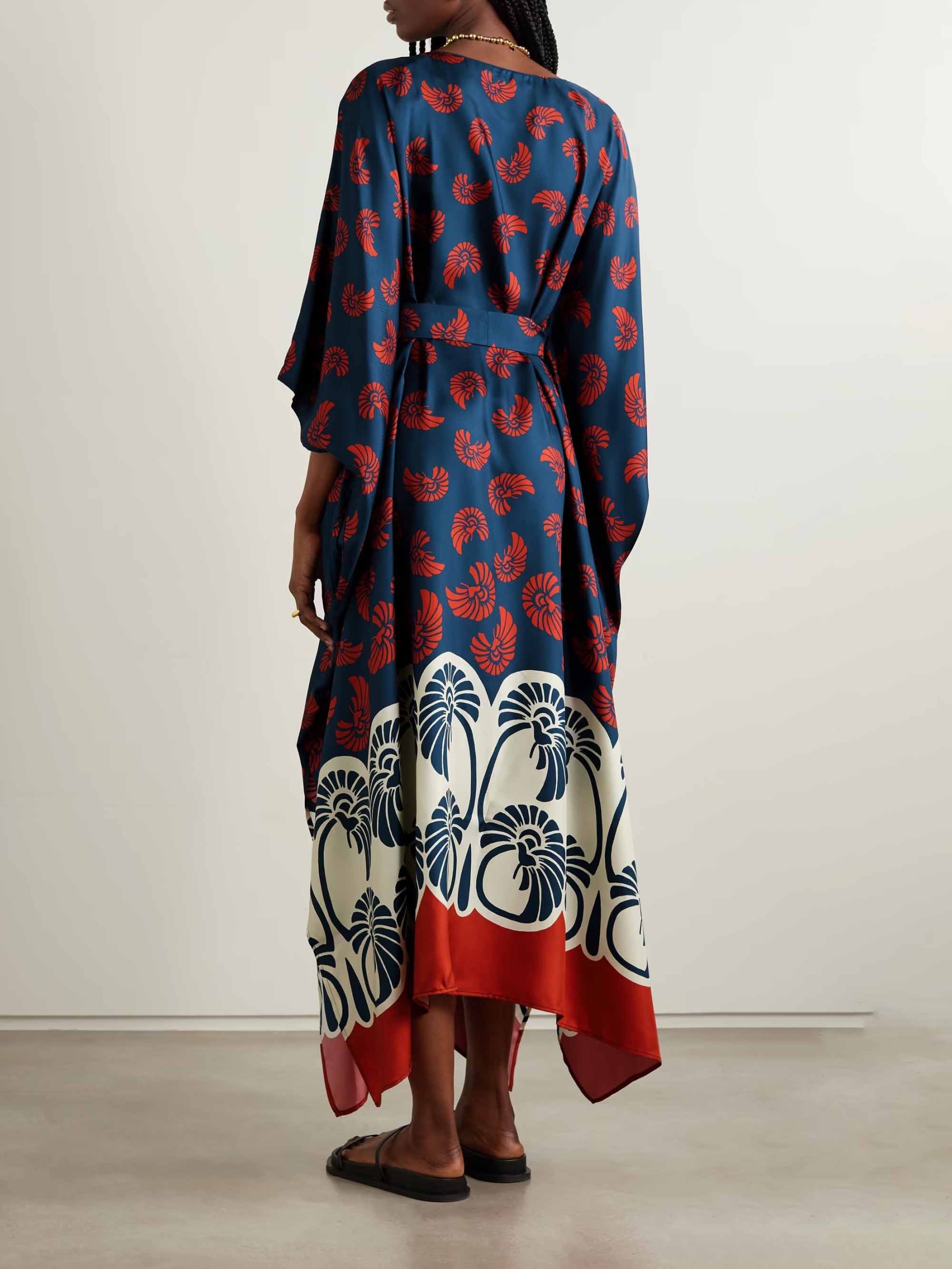 Unique Floral Print Belted Maxi Dress