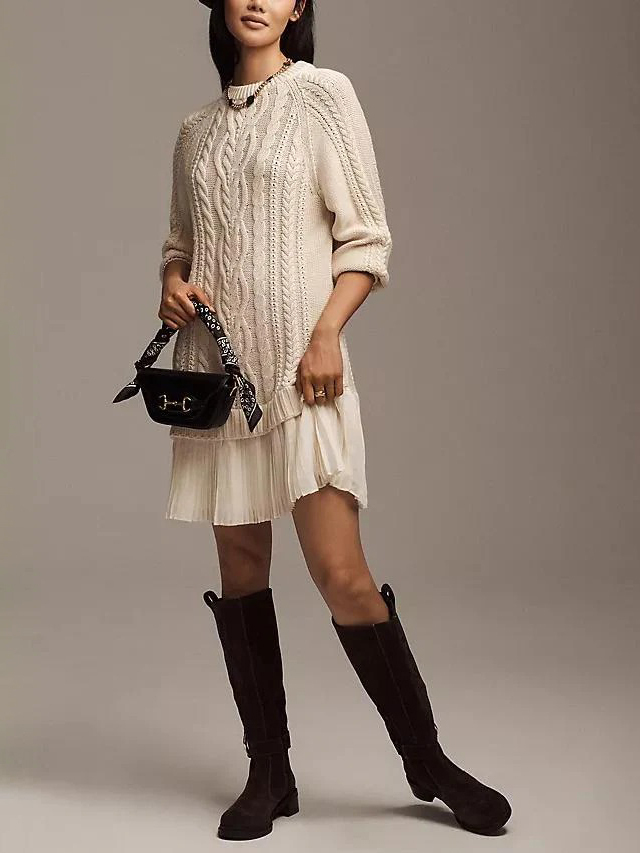 Casual Twist Sweater Mini Dress