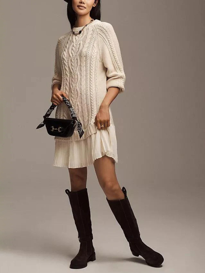 Casual Twist Sweater Mini Dress