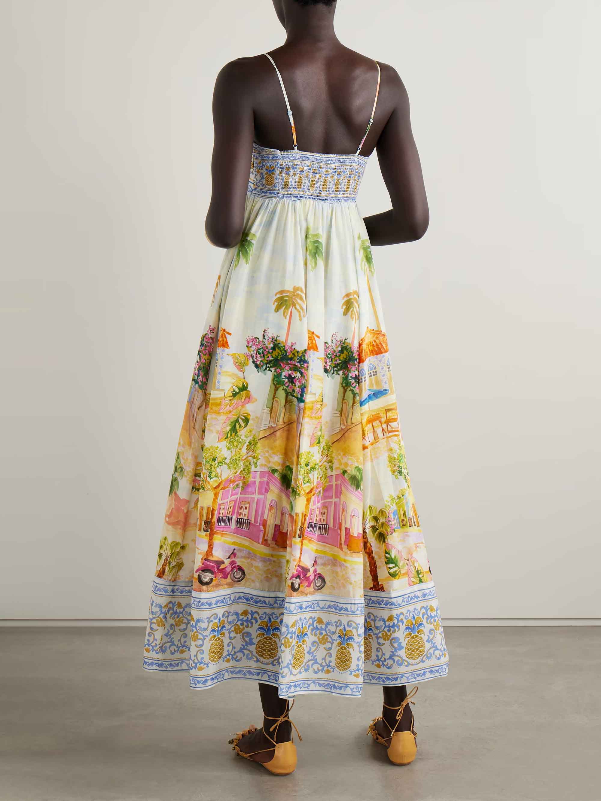Unique Holiday Painted Print Sling Maxi Dress