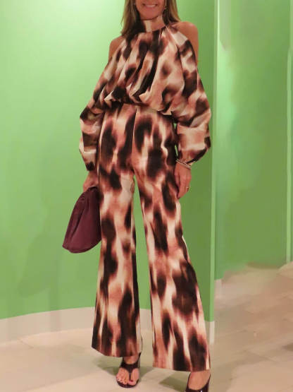 Unique Tie-Dye Off-Shoulder Batwing Sleeve Loose Top