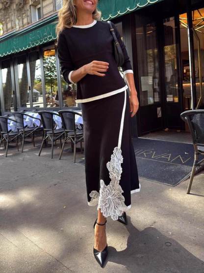 Classic Colorblock Paneled Three-Quarter Sleeves Top