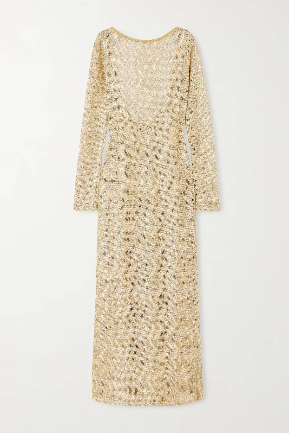 Casual Backless Metallic Crochet Maxi Dress