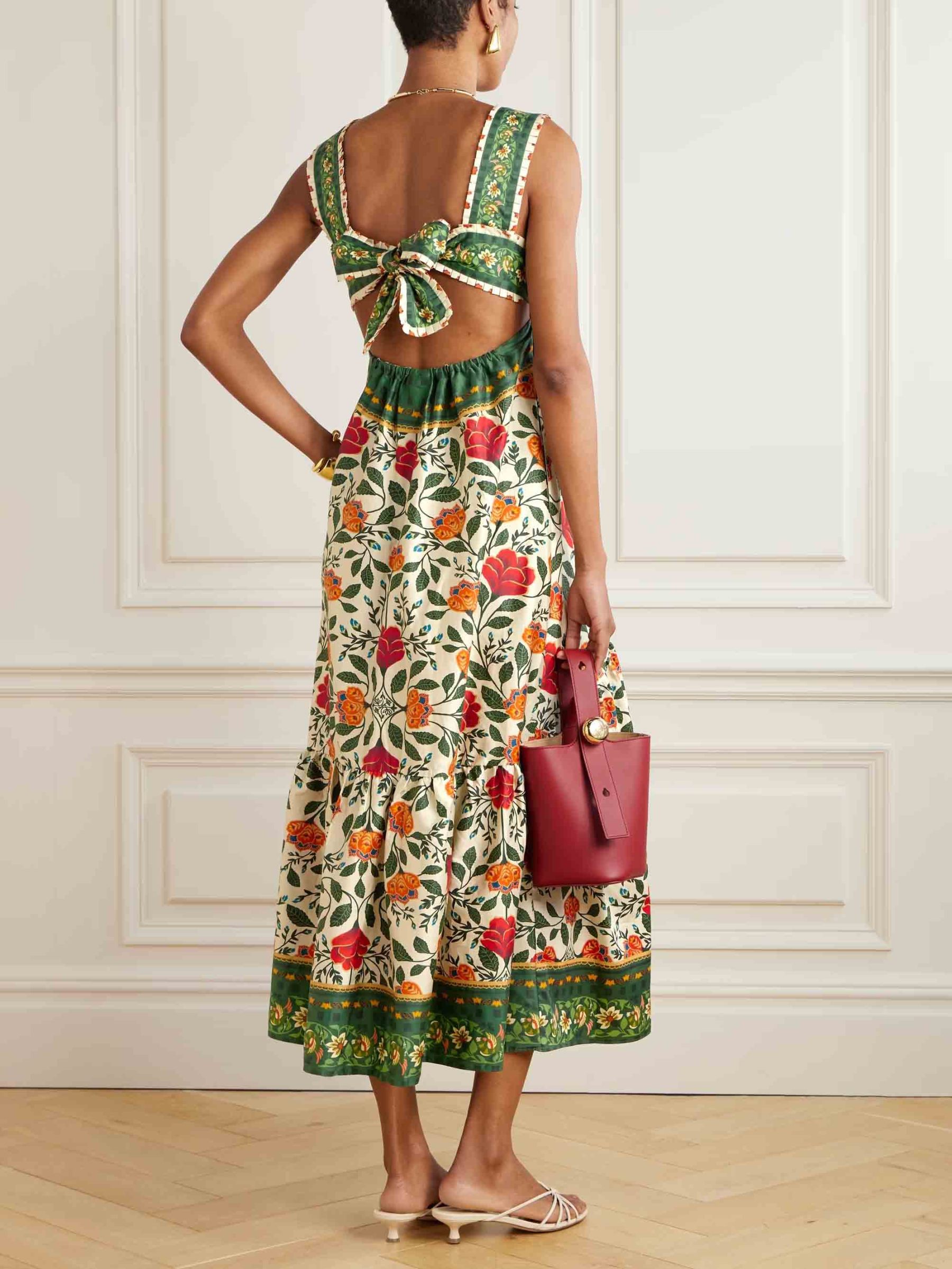 Summer Floral Print Square Neck Maxi Dress