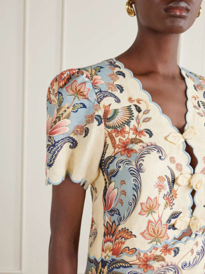 Casual Floral Print Fan V-Neck Crop Top