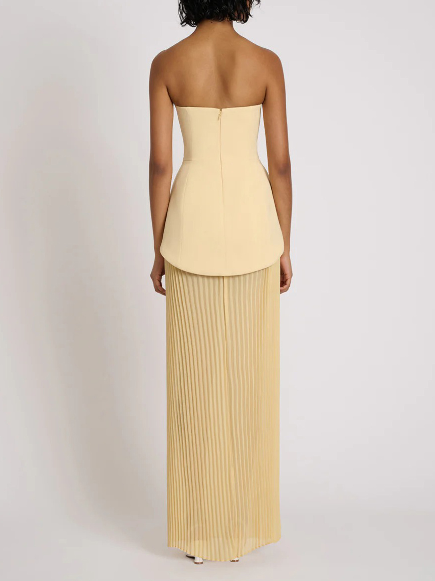 Exquisite Strapless Pleated Maxi Dress