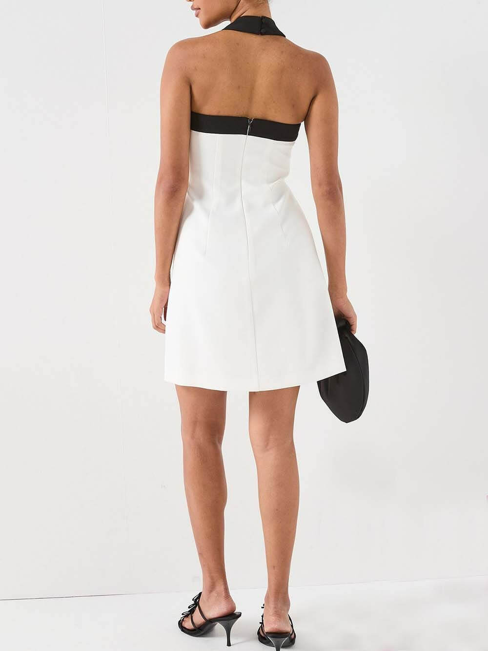 Elegant Mono Bow Detail Mini Dress