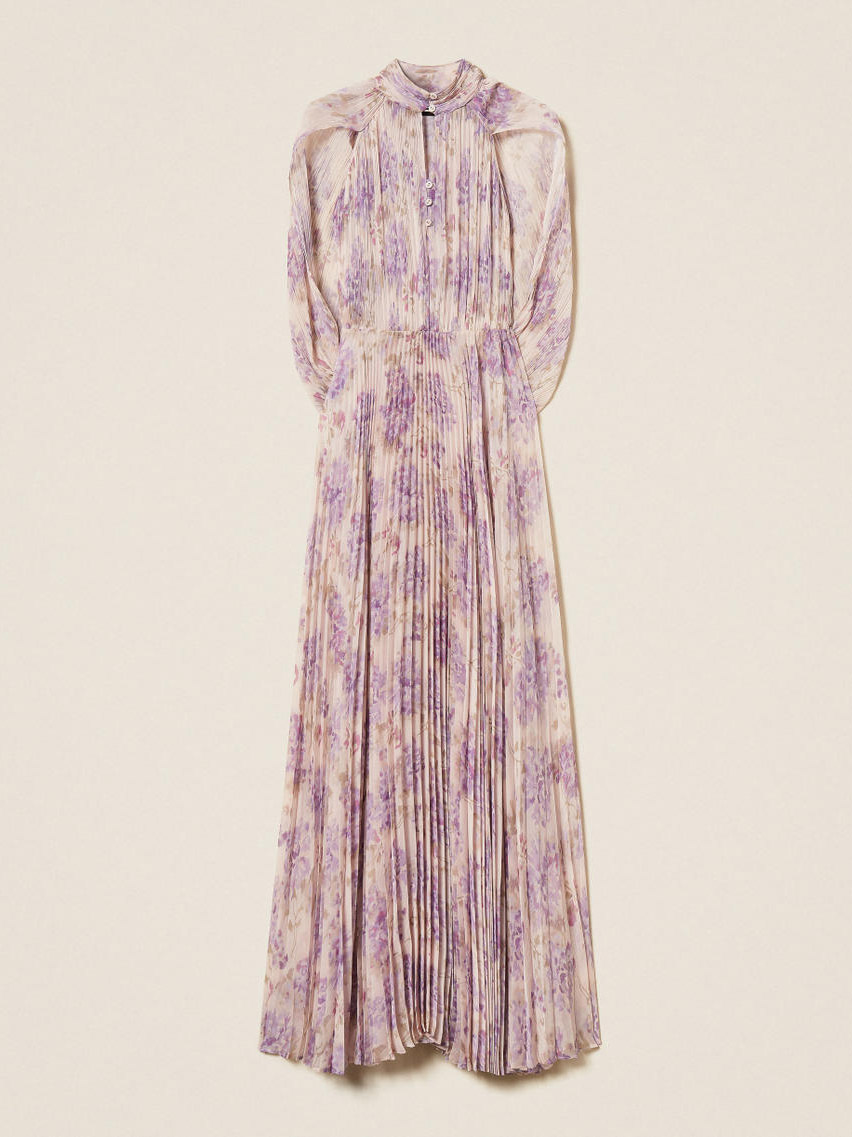 Elegant High Neck Cape Sleeve Ruched Maxi Dress
