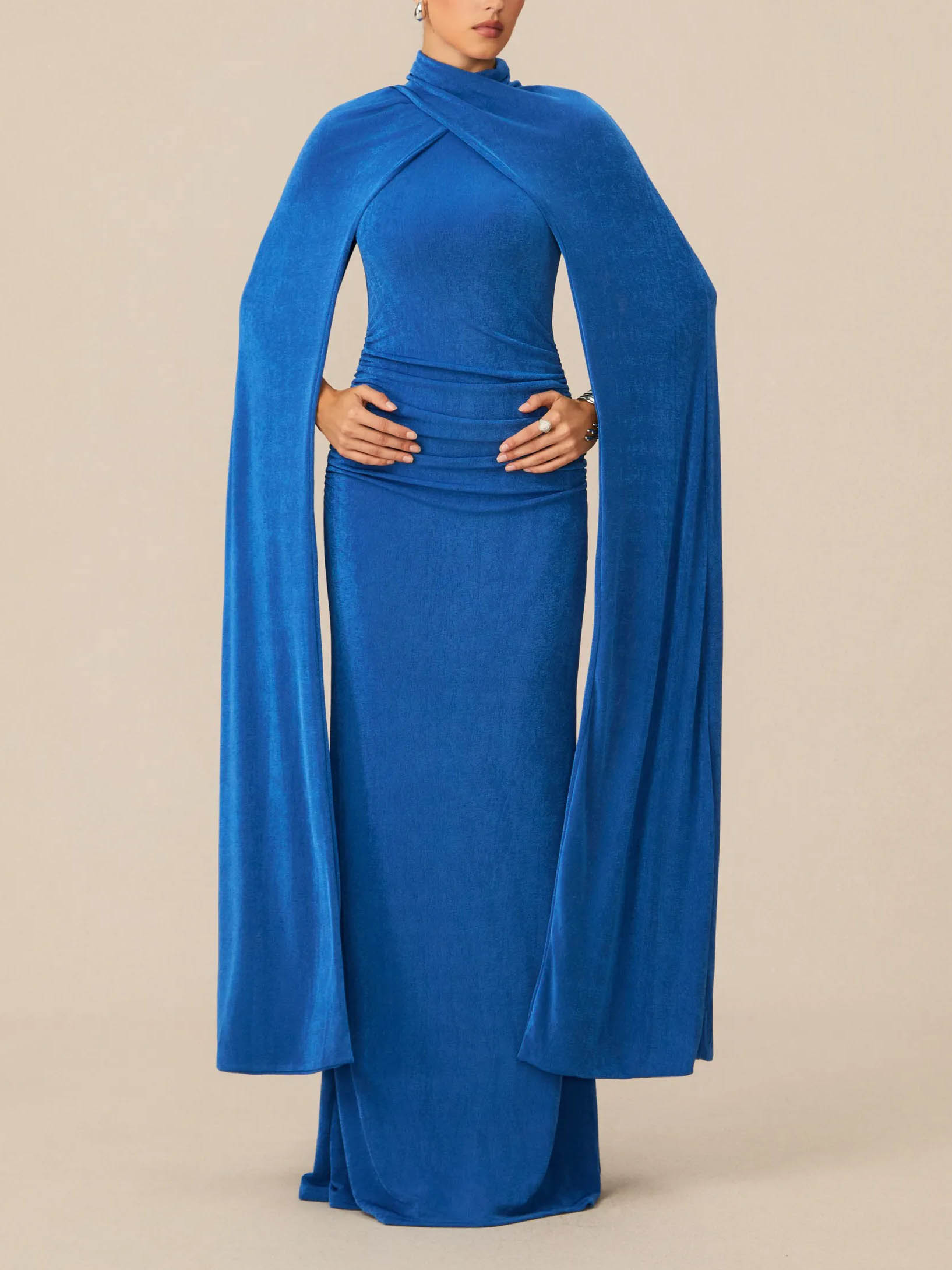 Exquisite Cape Sleeve Maxi Dress