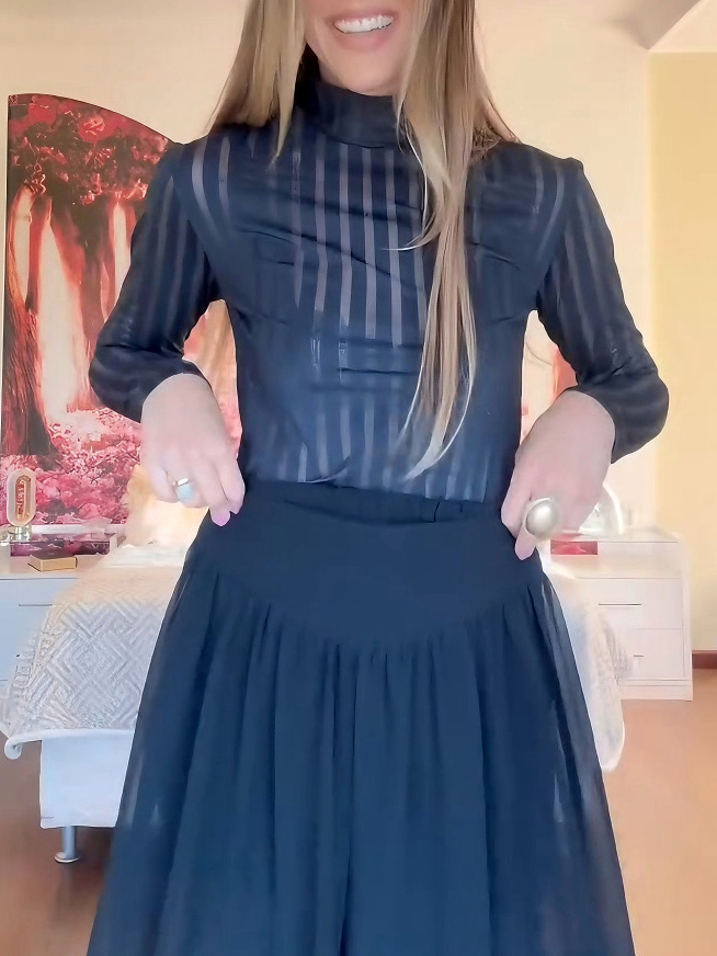 Elegant Striped Top Two-piece Set