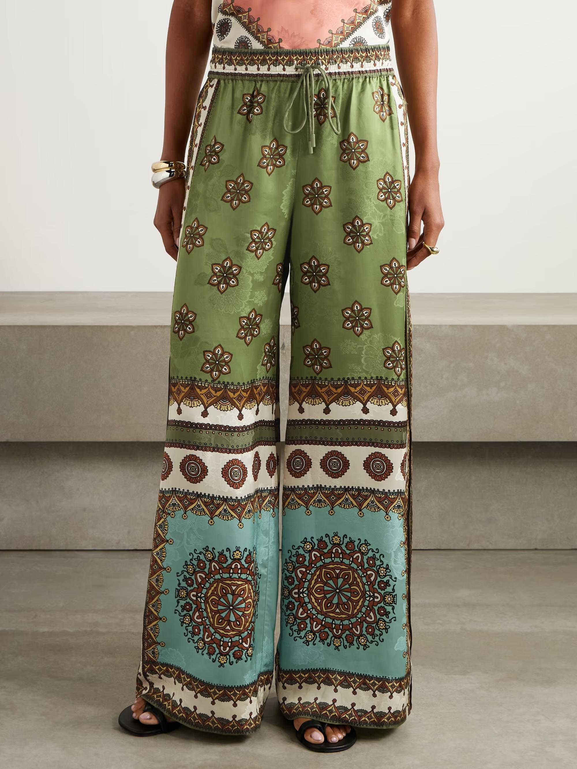 Exquisite Bohemian Print Wide-Leg Pants