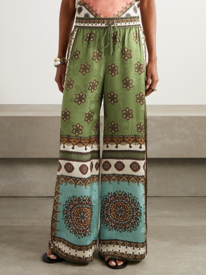 Exquisite Bohemian Print Wide-Leg Pants