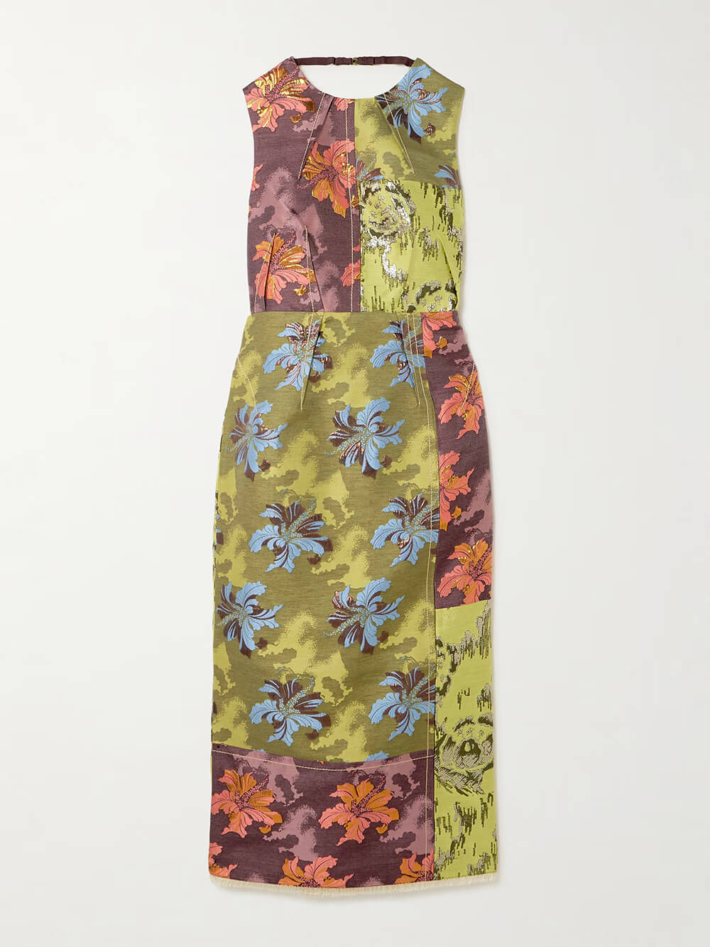 Retro Unique Patchwork Floral Print Midi Dress