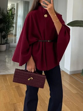 Exquisite Cape And Belted Short Coat