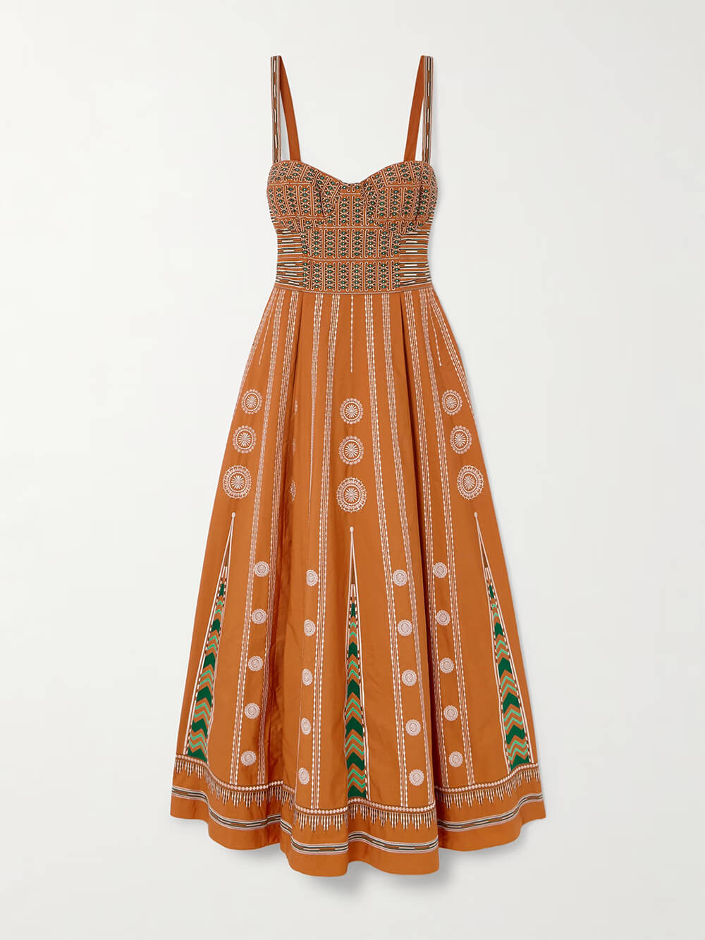 Elegant Off-Shoulder Retro-Print Pleated Midi Dress