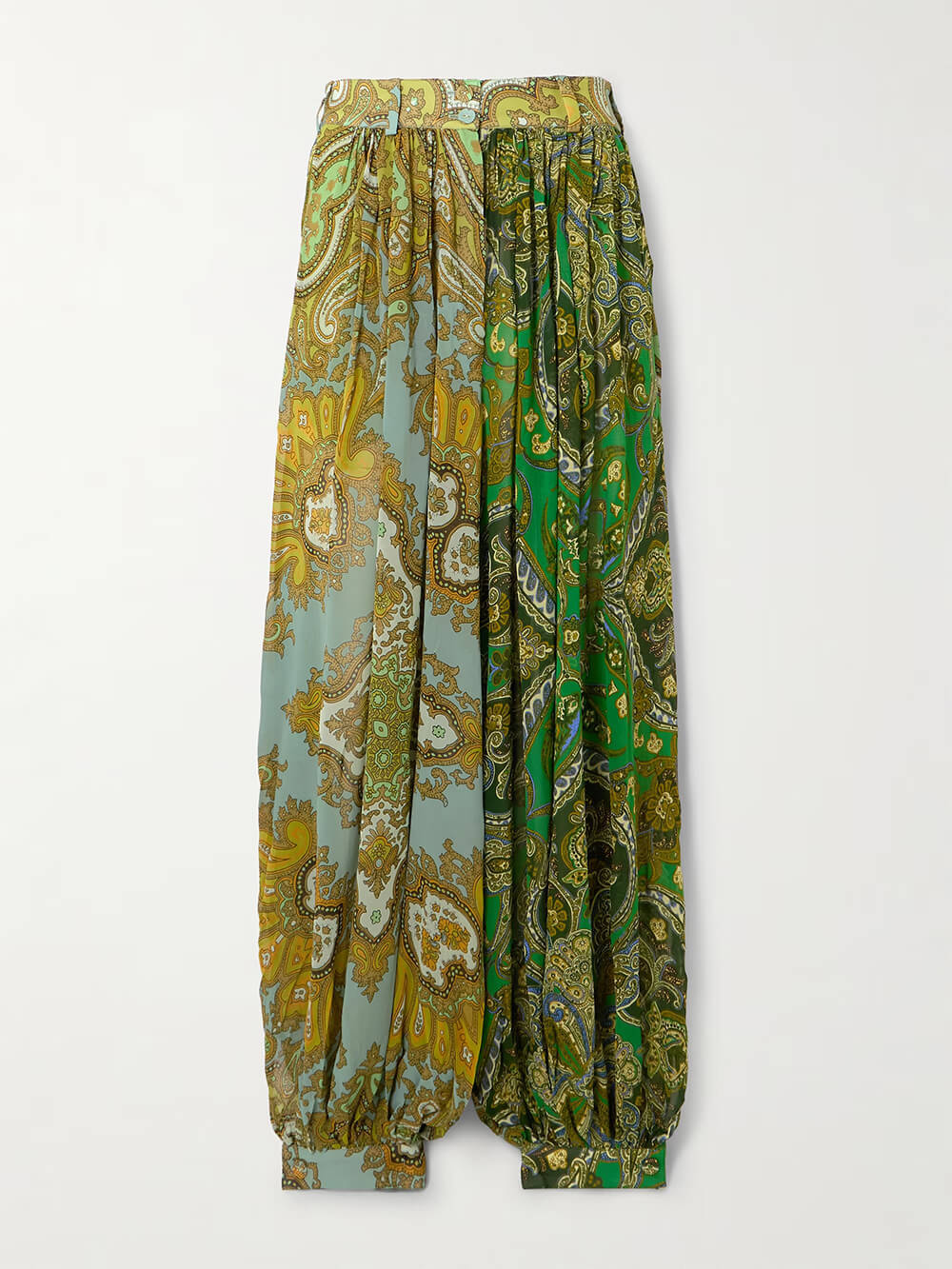 Casual Unique Floral Print Satin Elastic-Waist Lantern Pants