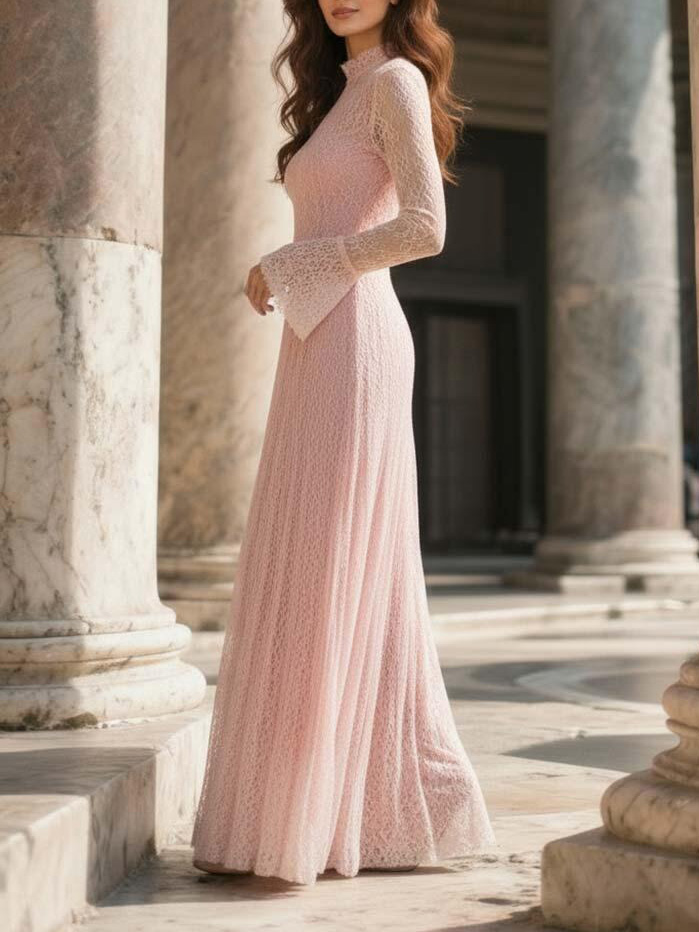Elegant Lace Bell Sleeve Maxi Dress