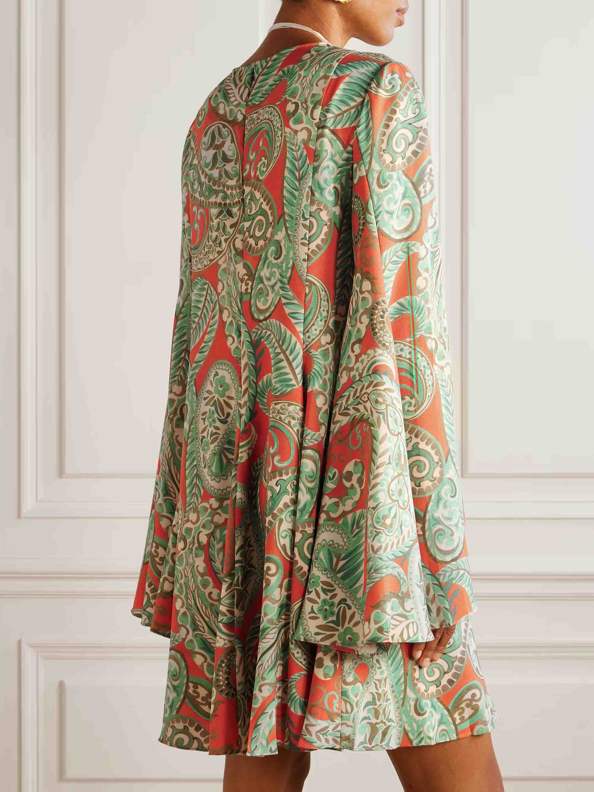 Retro Paisley Print Bell Sleeve Mini Dress