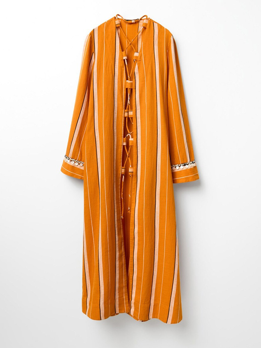 Casual Striped Lace-Up Top & Wide-Leg Pants Two-Piece Set