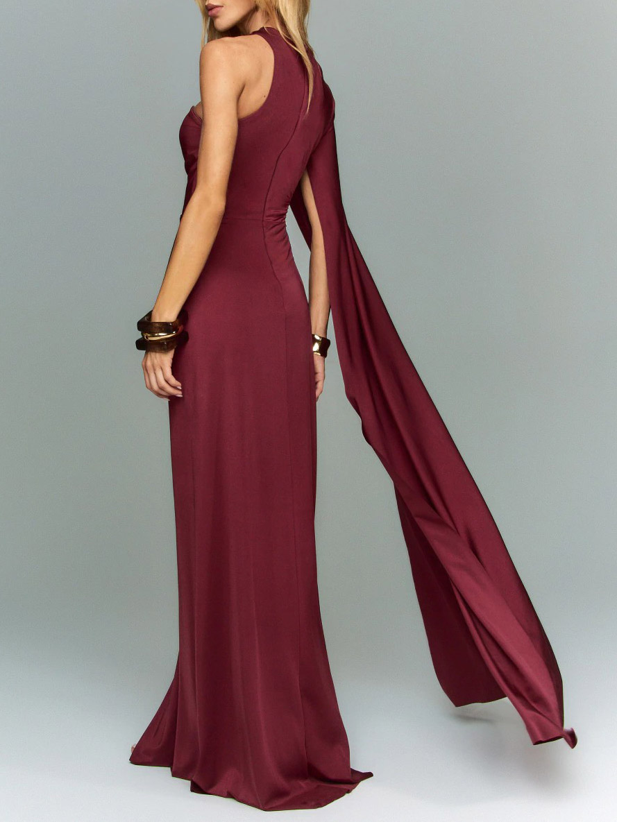Sexy One-Shoulder Cutout Slit Maxi Dress