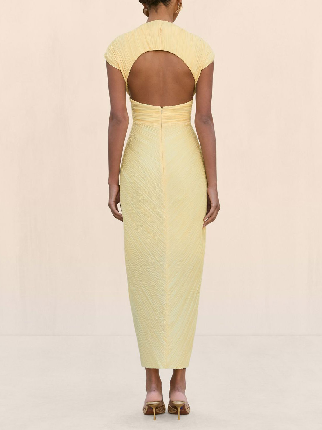 Elegant Pleated Cutout Slit Maxi Dress