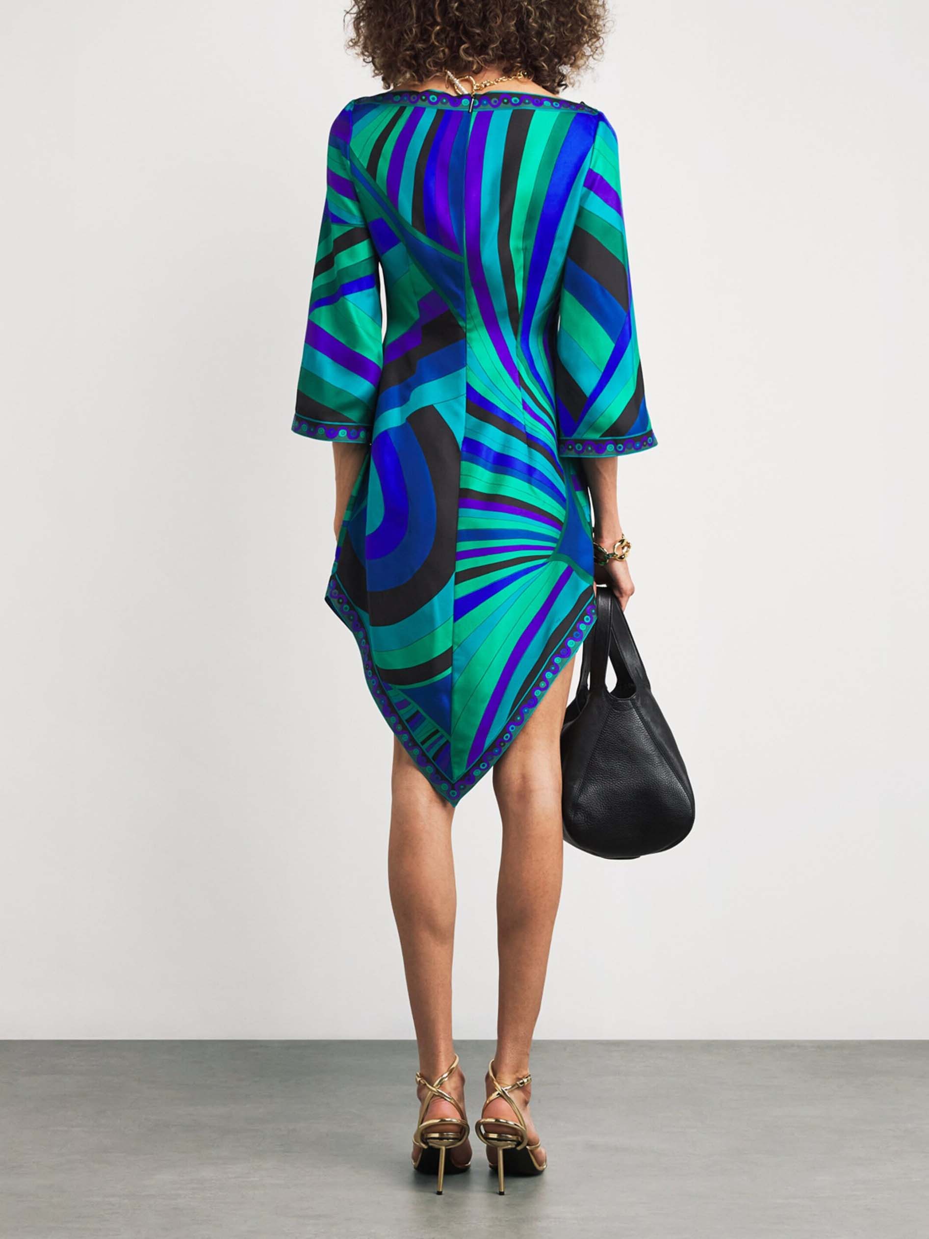 Exquisite Satin Abstract Geometric Print Mini Dress