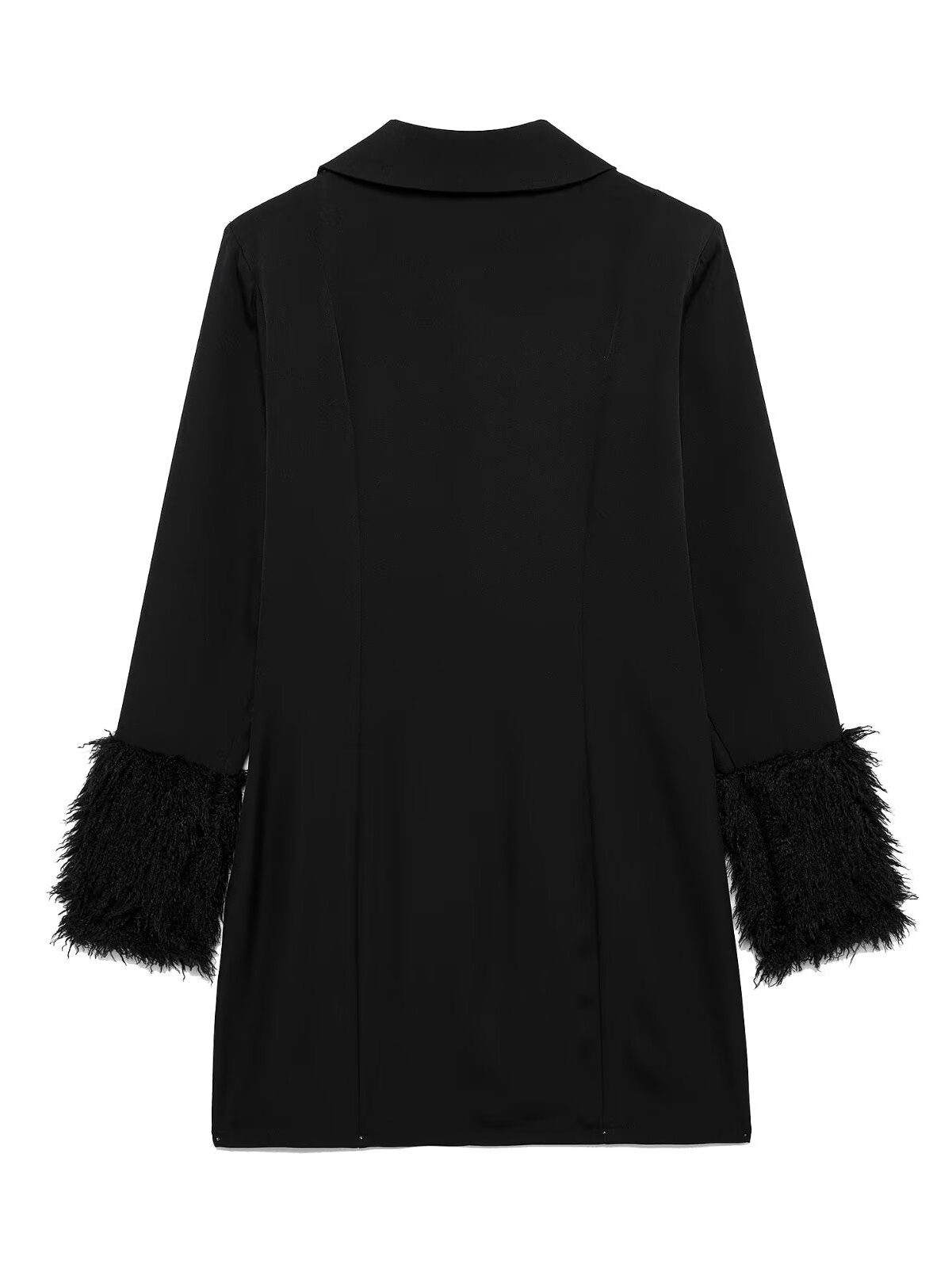 Elegant Faux Fur Cuff Fitted Suit Dress