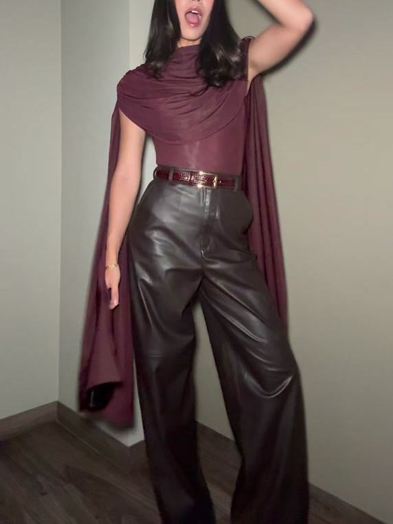 Elegant Draped Cape-Sleeve Top