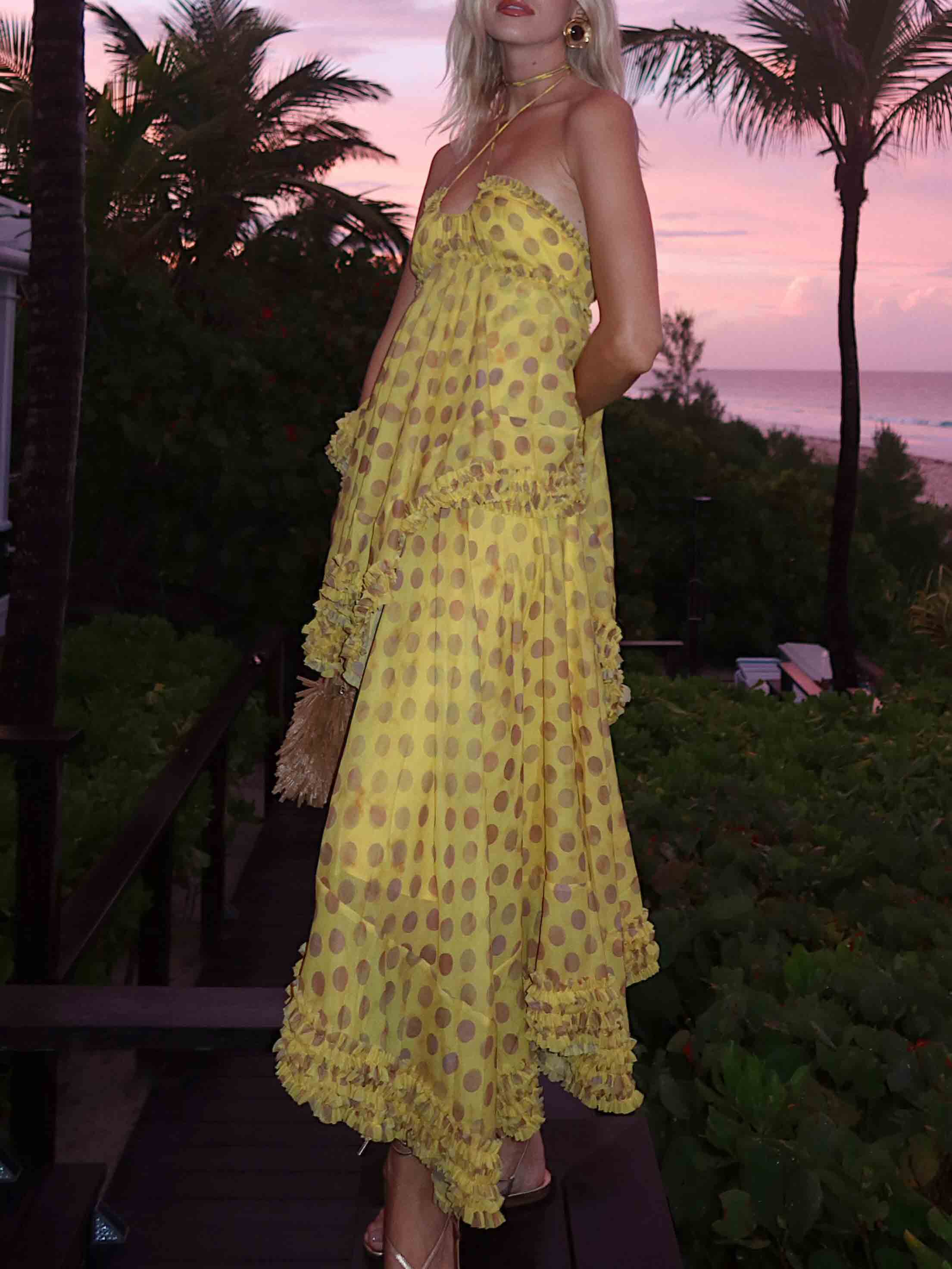 Exquisite Halter Polka Dot Chiffon Maxi Dress