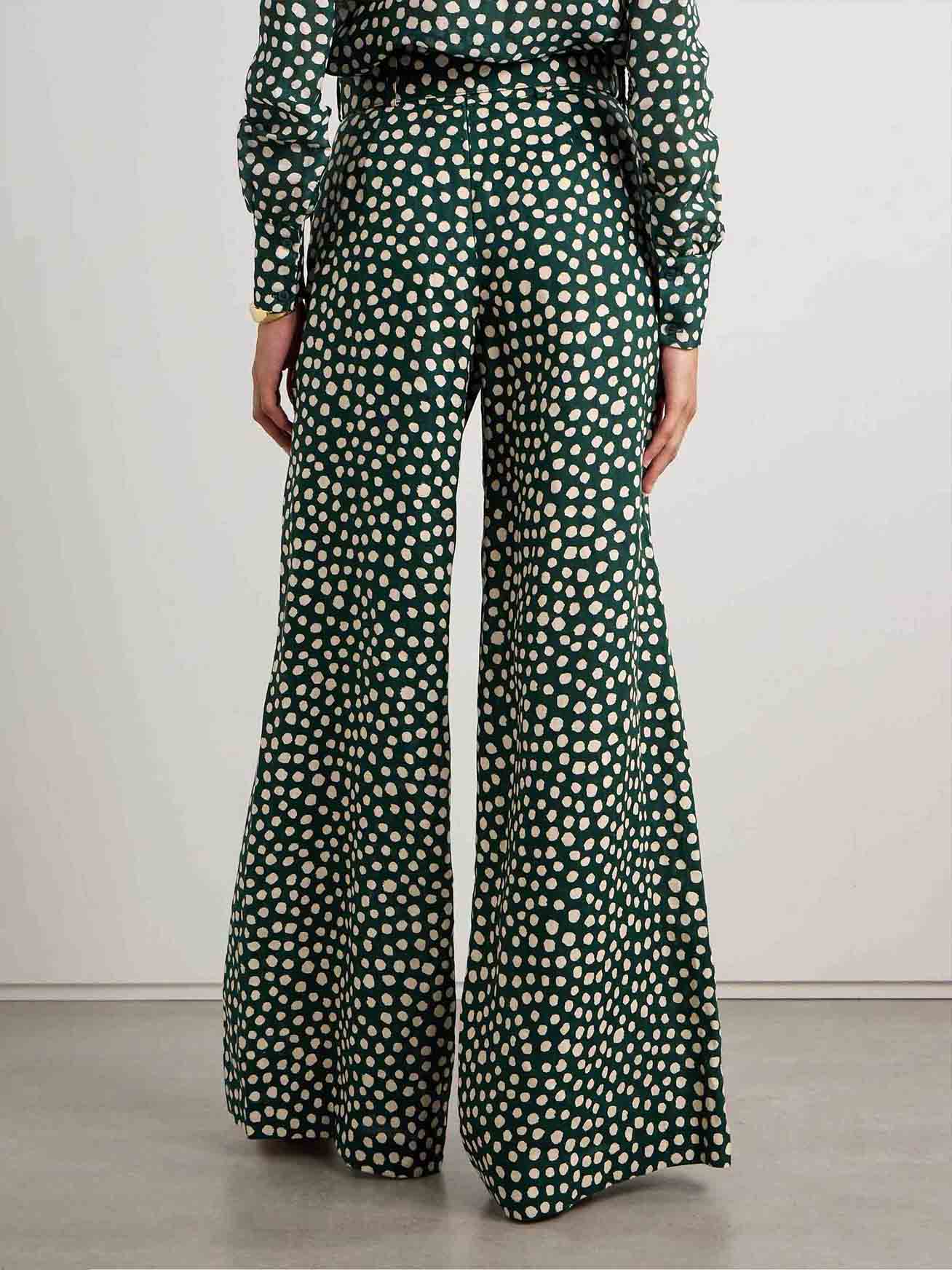 Retro Playful Polka Dots Print Wide-leg Pants