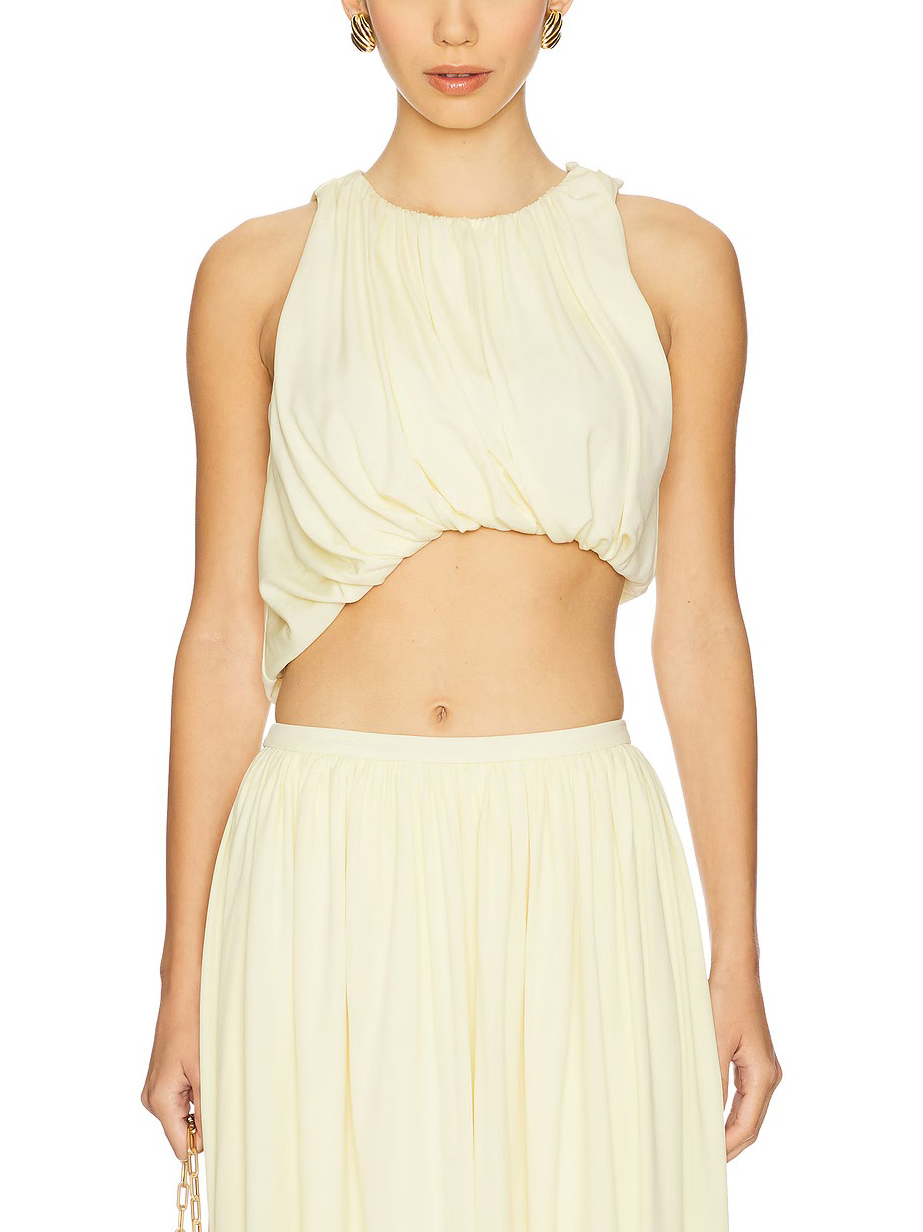 Elegant Asymmetrical Hem Cropped Top And Skirt Two-piece Set