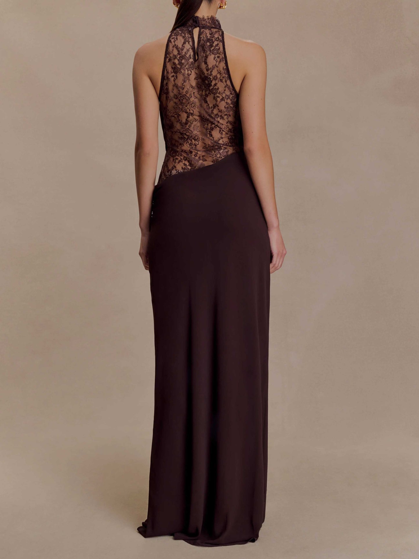 Elegant Chiffon Lace Spaghetti Strap Maxi Dress