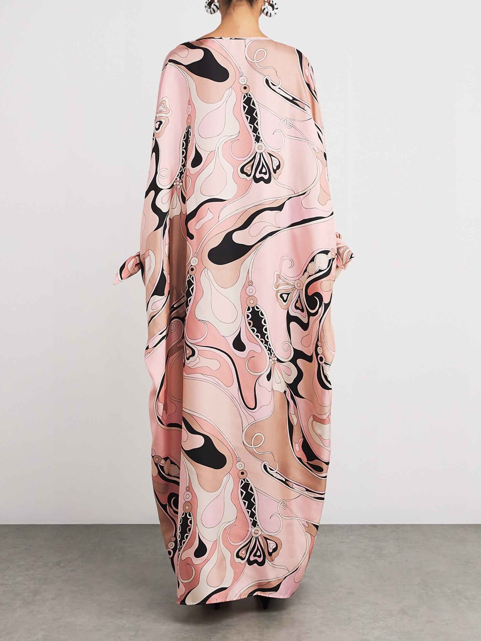 Retro Abstract Floral Print Maxi Dress