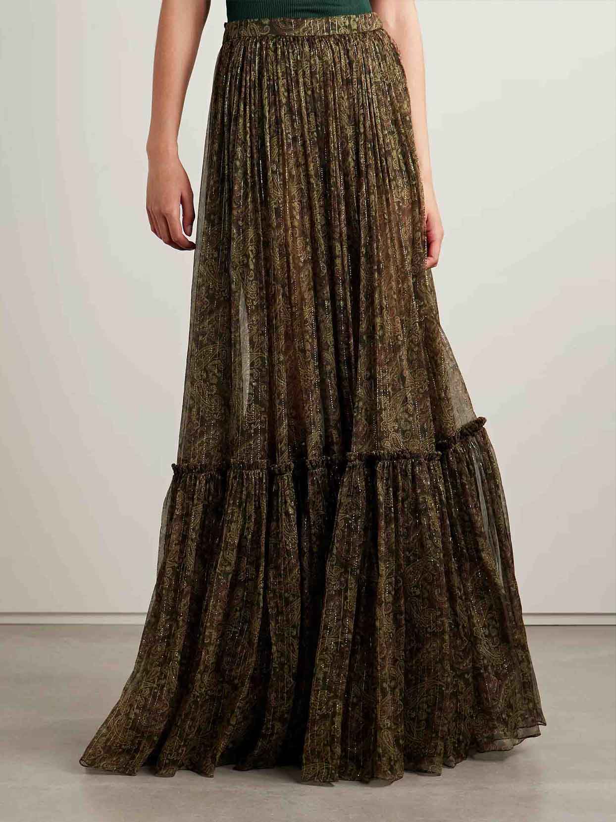 Retro Paisley Chiffon Print Skirt