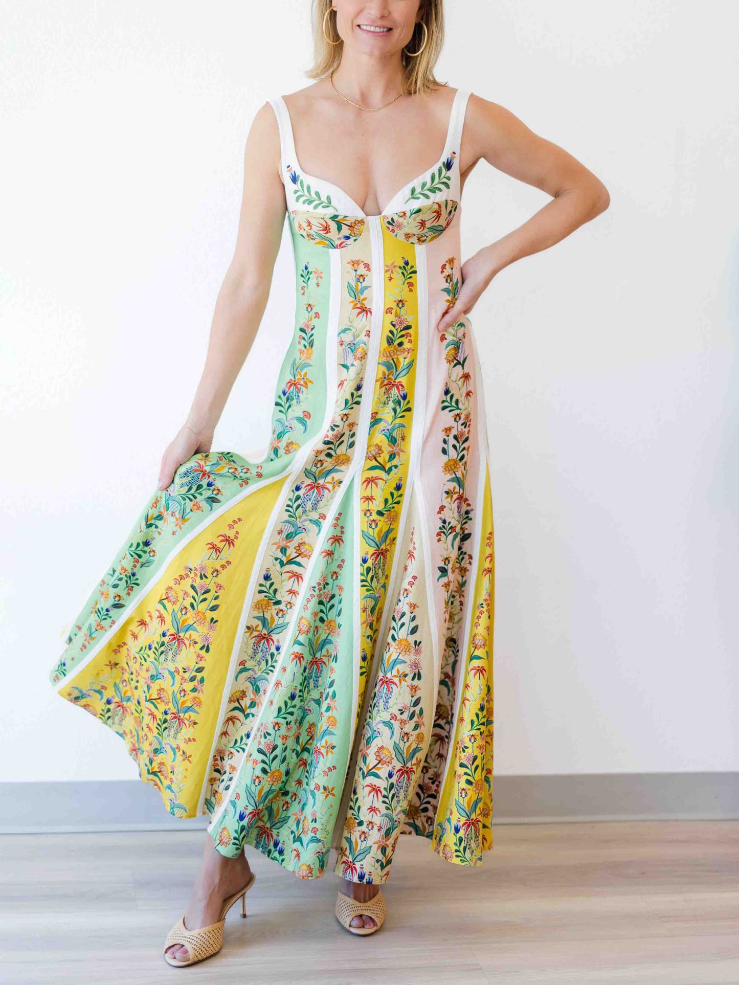 Casual Patchwork Floral Print A-line Maxi Dress