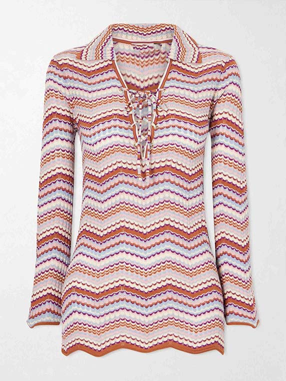 Casual Zigzag Stripe Knit Two-Piece Set