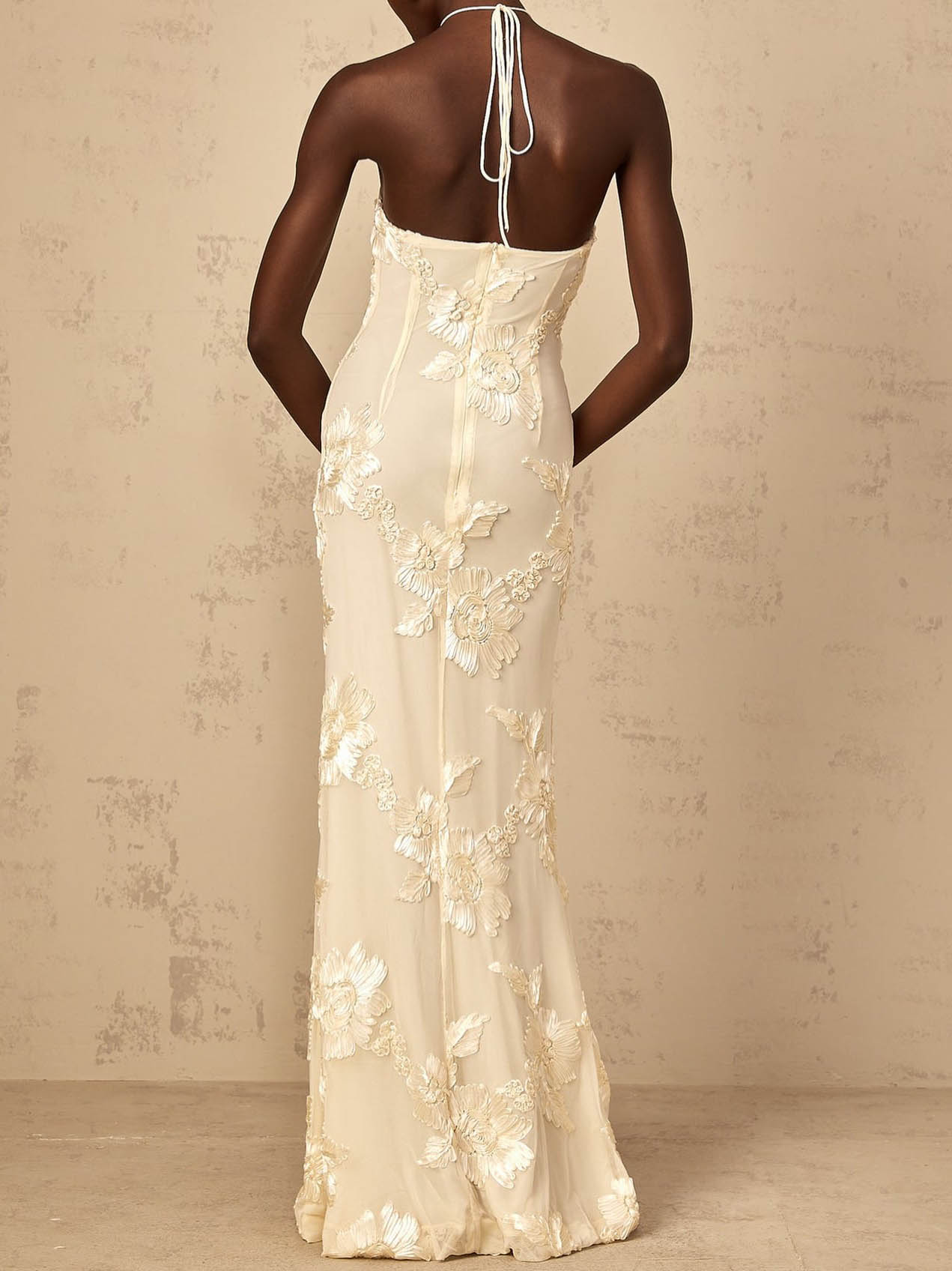 Legant 3D Floral Backless Maxi Dress