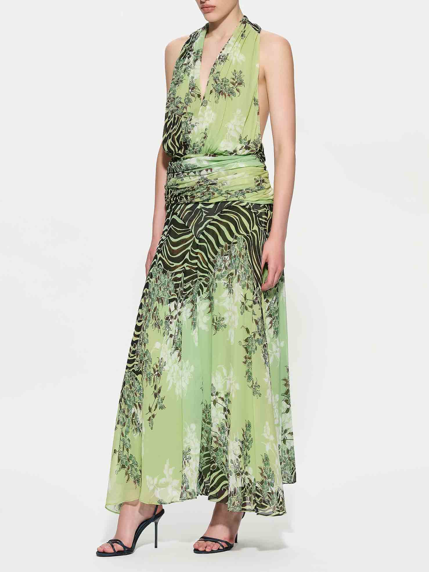 Elegant Gradient Zebra Print Cami Top & Skirt Two-Piece Set