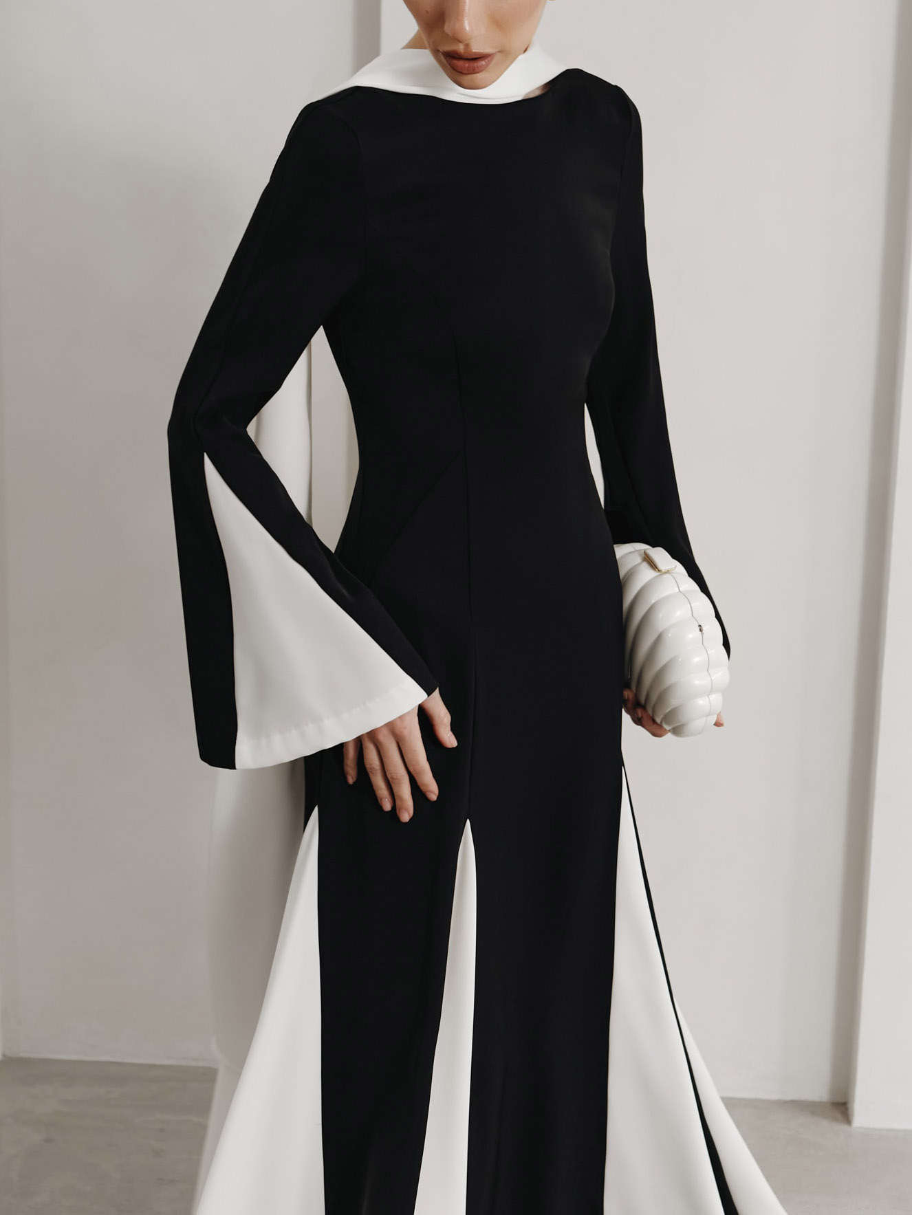 Elegant Insert Contrast Party Maxi Dress