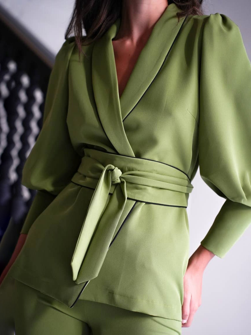 Exquisite Wrap-Around Belted Blazer